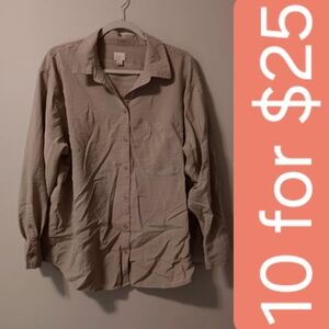 a new day Men's Light Tan Casual Button Down Shirt